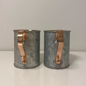 2 x Vintage Galvanized Moscow Mule Mugs Copper Handles Stainless Steel Lined